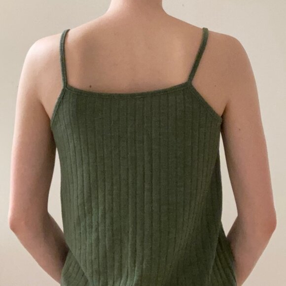 Kaki Green Ribbed Cami Top - Picture 2 of 4